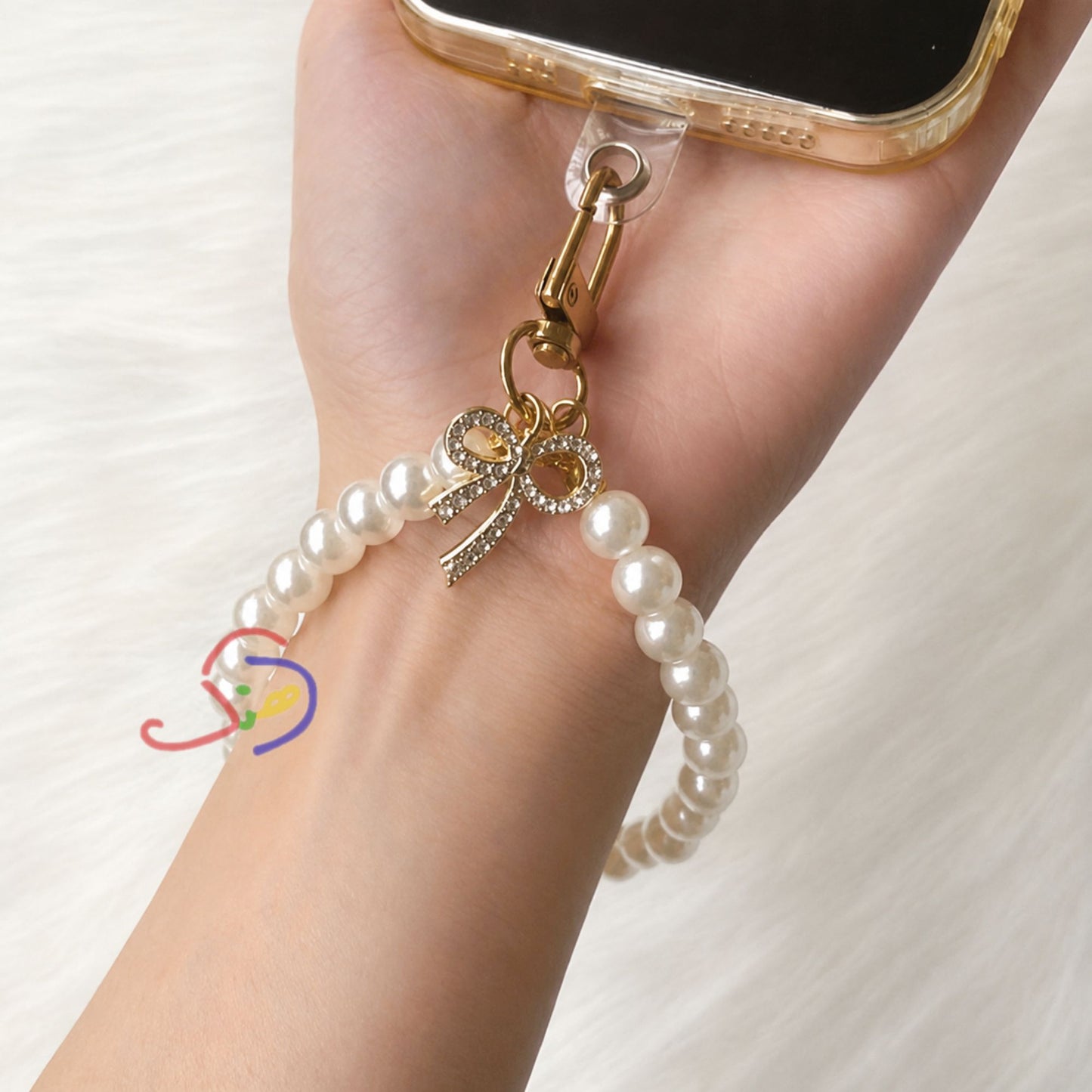 Pearl Bow Wrist Lanyard