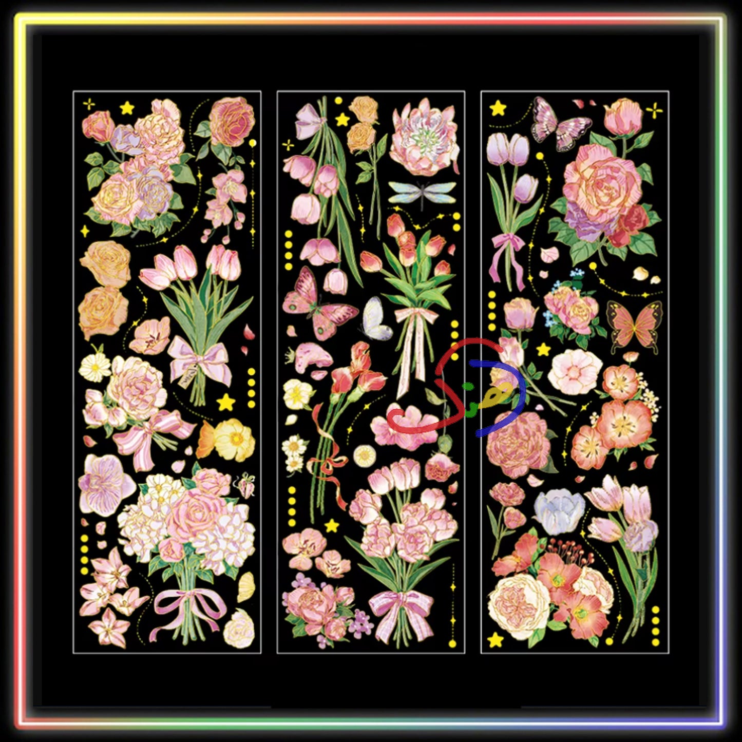 Gold Stamping Floral Stickers