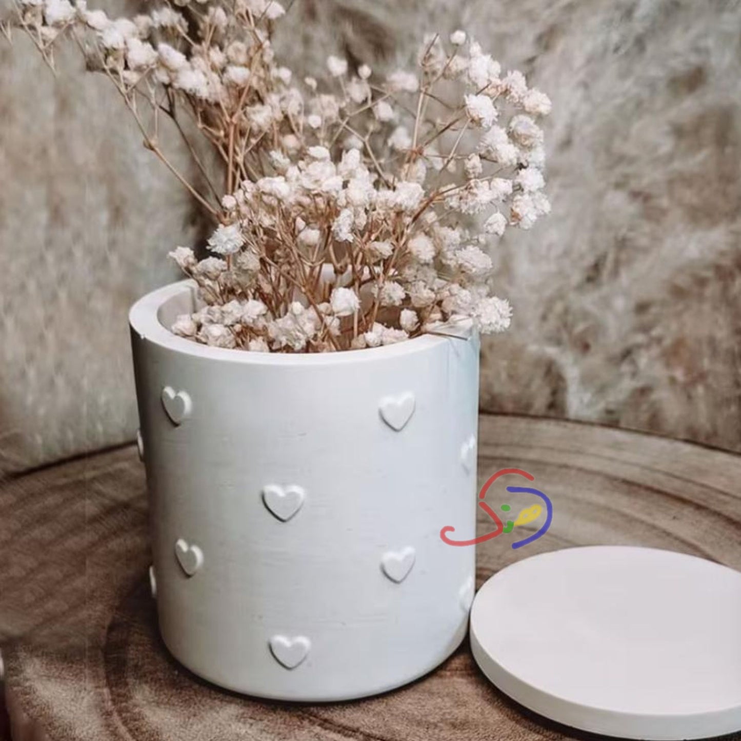 Heart-Embossed Concrete Jars