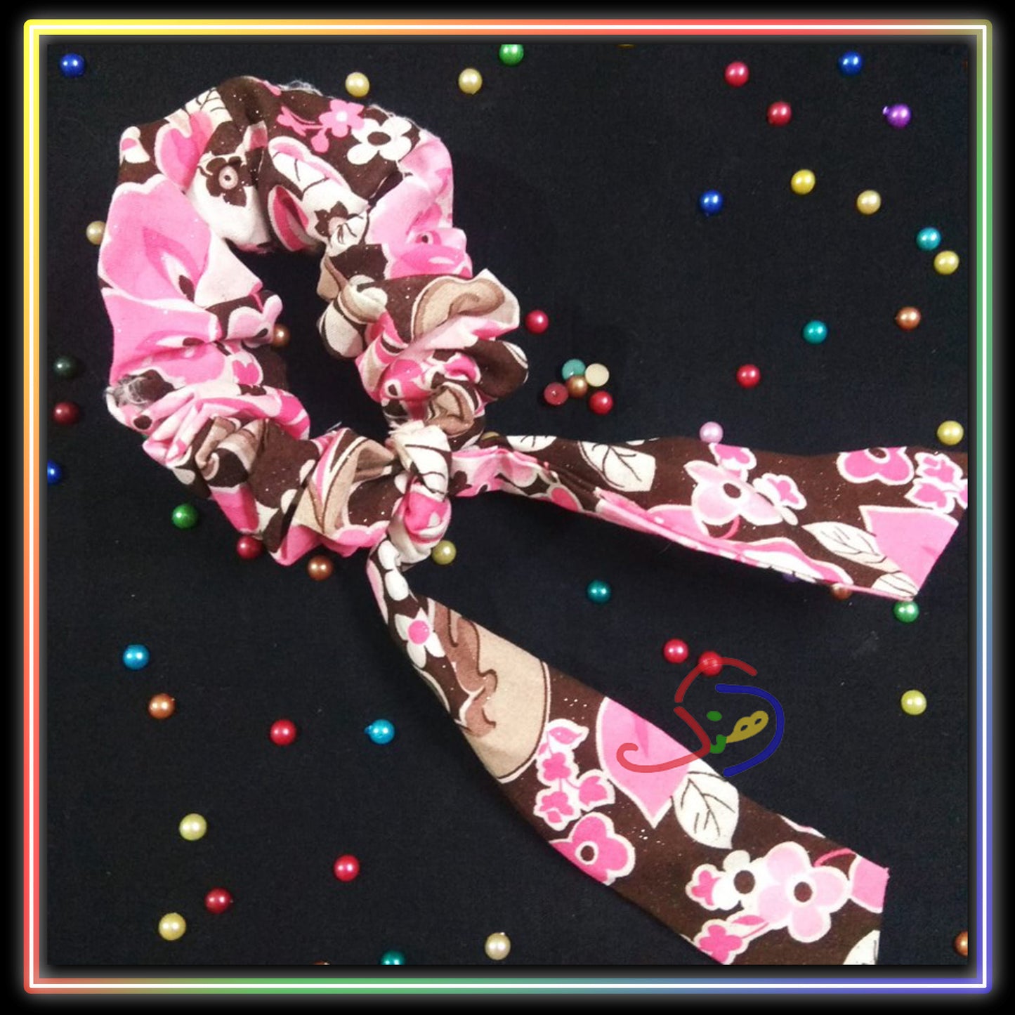 Bow Scrunchie (Funky Floral)