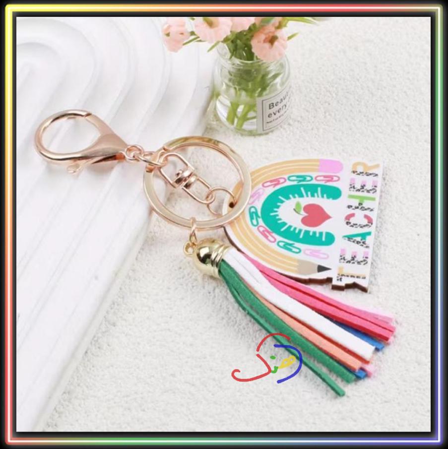 Rainbow Teacher Keychain