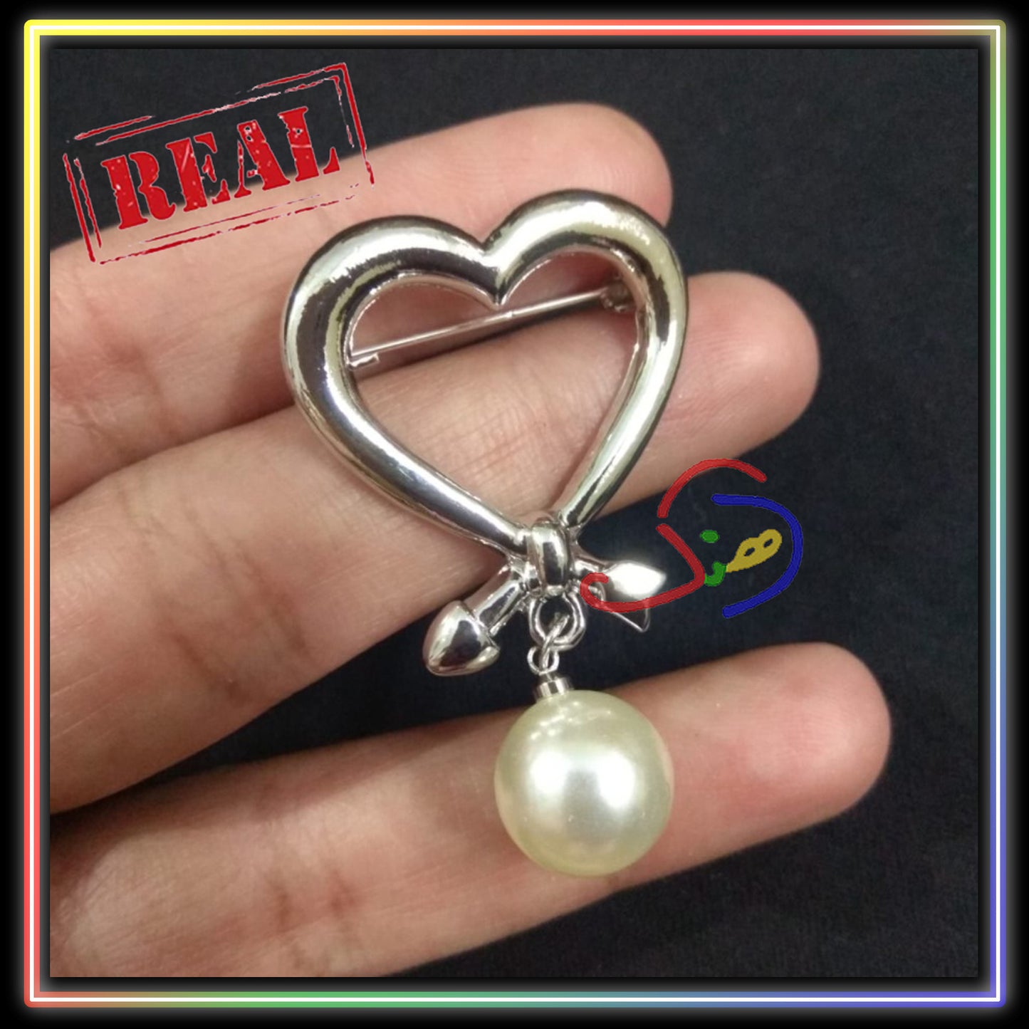 Pearl Brooch (Heart)