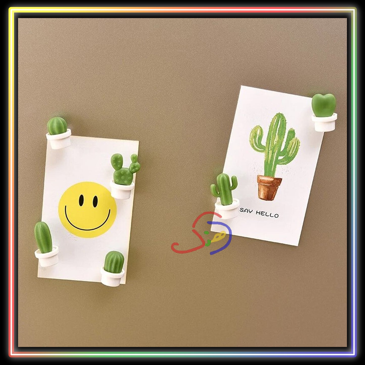 Cactus Fridge Magnets (White)