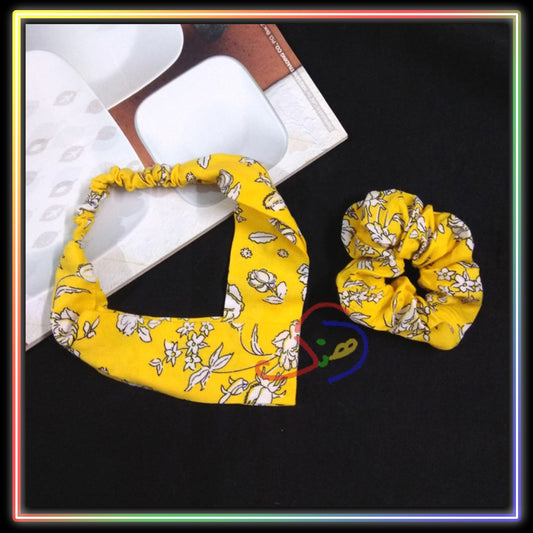 Yellow Floral Headband & Scrunchie