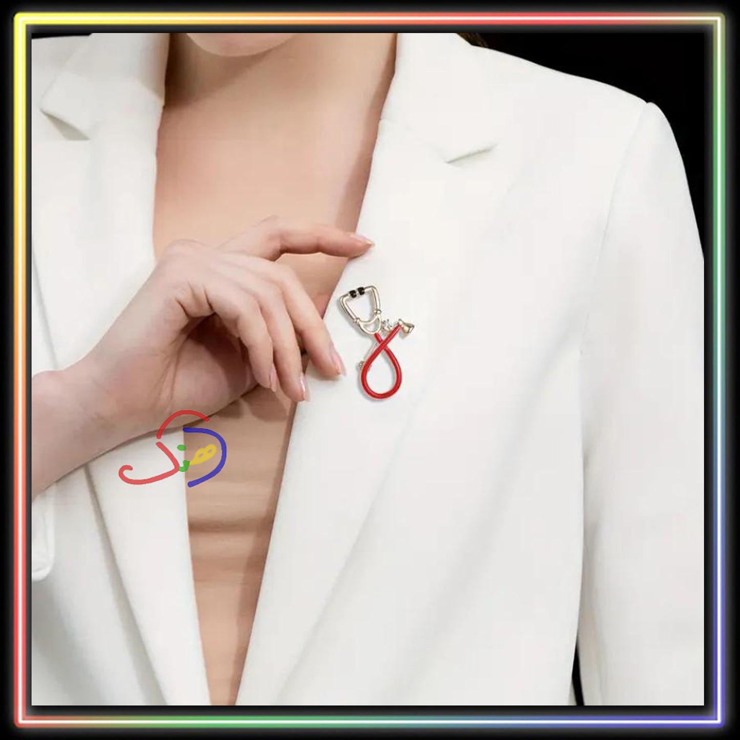 Black Stethoscope Pin