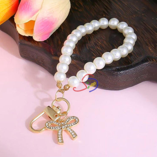 Pearl Bow Wrist Lanyard