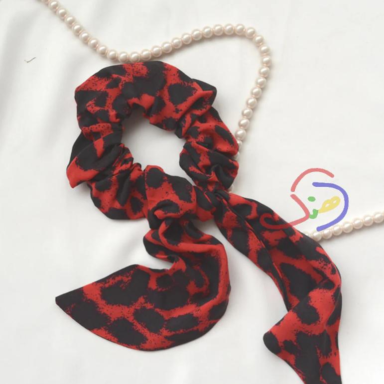 Bow Scrunchie (Red Cheetah)
