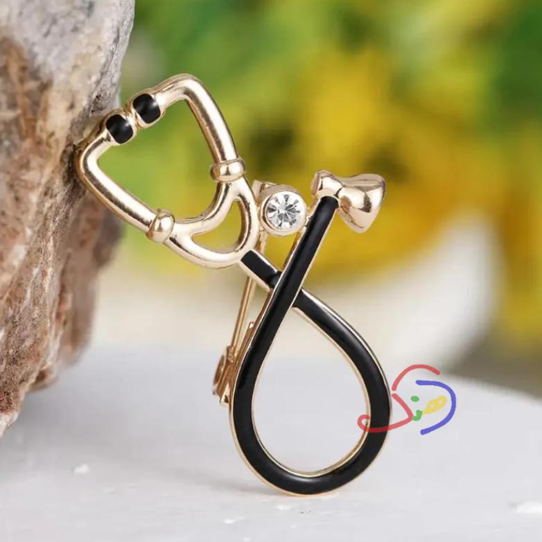 Black Stethoscope Pin