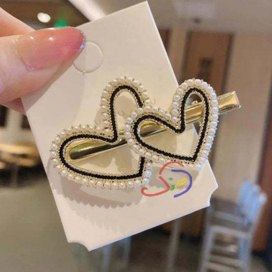 Pearly Hair Clip (Twin Hearts)