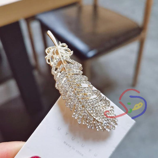 Rhinestone Feather Hair Pin