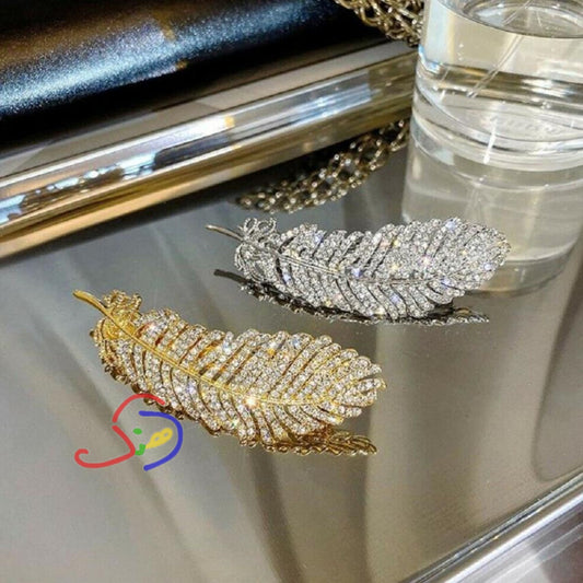 Rhinestone Feather Hair Pin