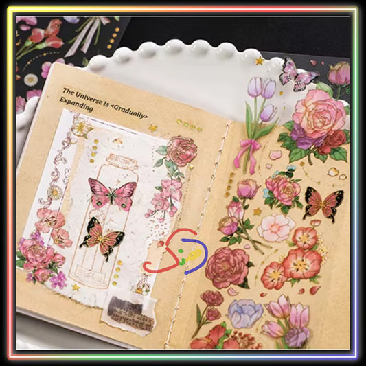 Gold Stamping Floral Stickers