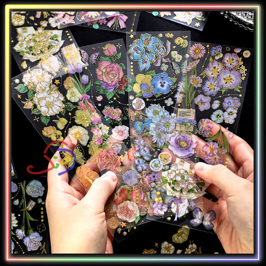 Gold Stamping Floral Stickers