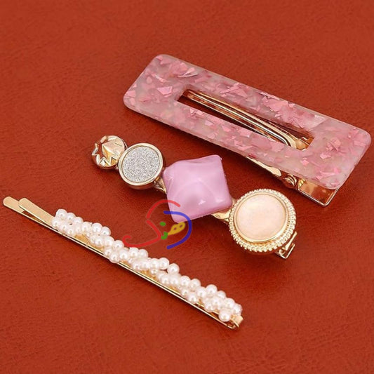 Pink Korean Hair Clip Set