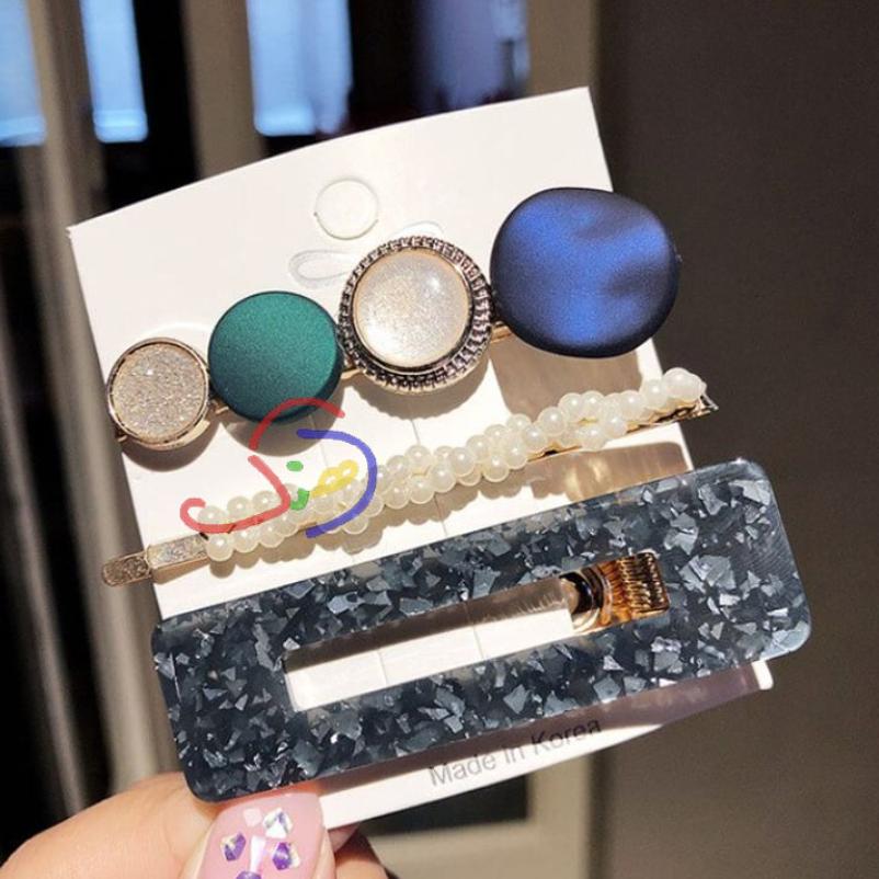 Blue Korean Hair Clip Set