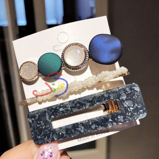 Blue Korean Hair Clip Set