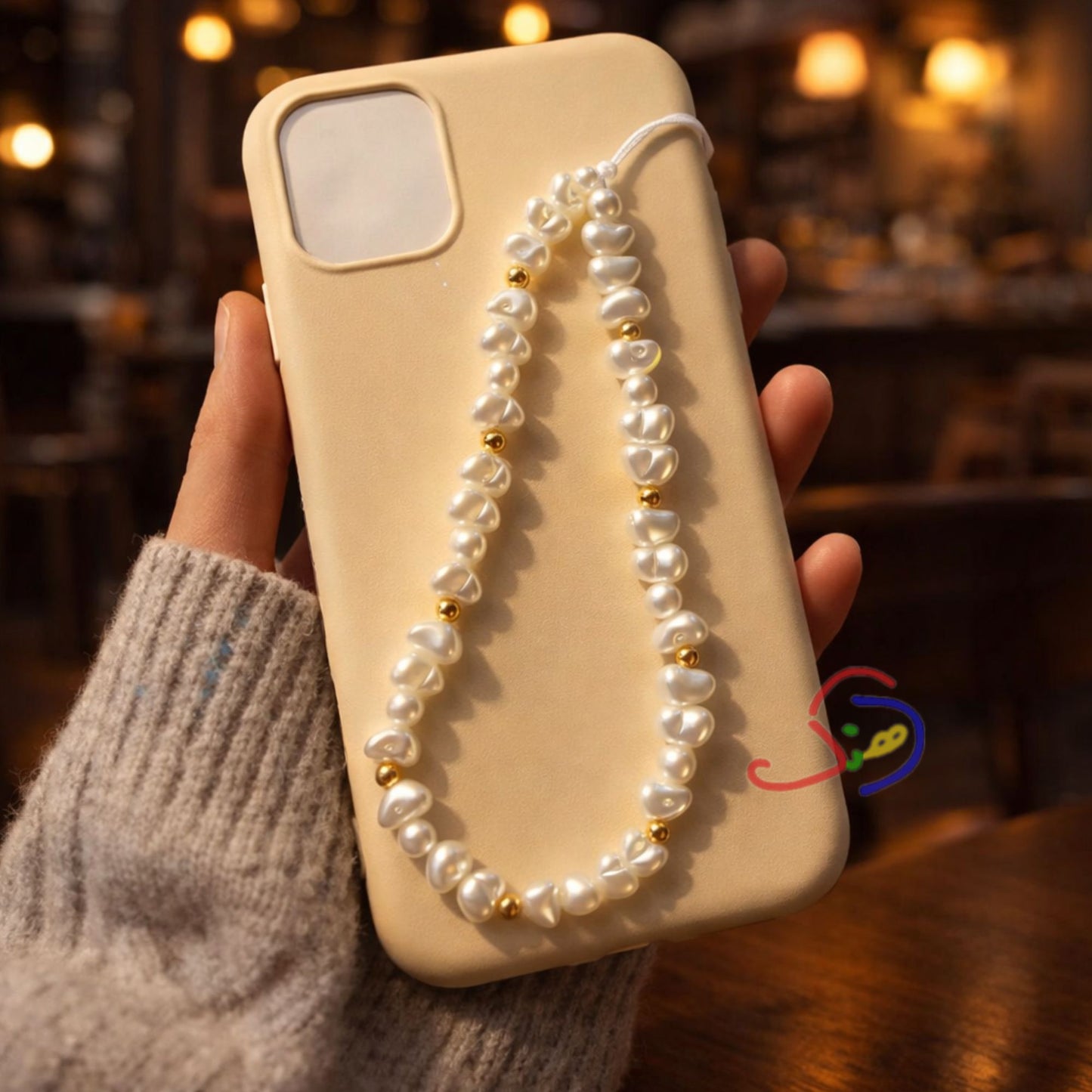 Moon Pearl Phone Charm