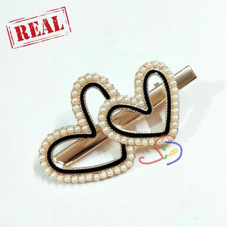 Pearly Hair Clip (Twin Hearts)