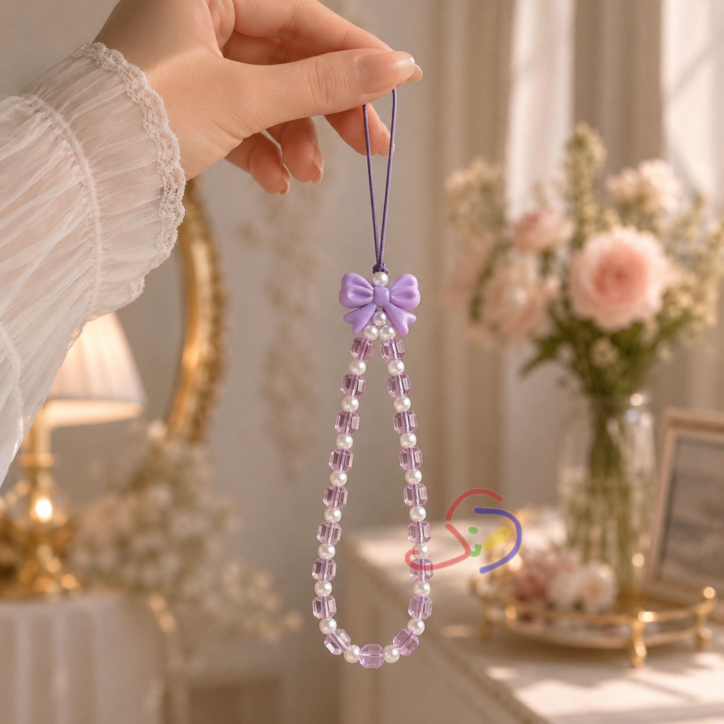 Pearly Bow Phone Charm