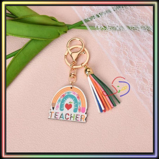 Rainbow Teacher Keychain