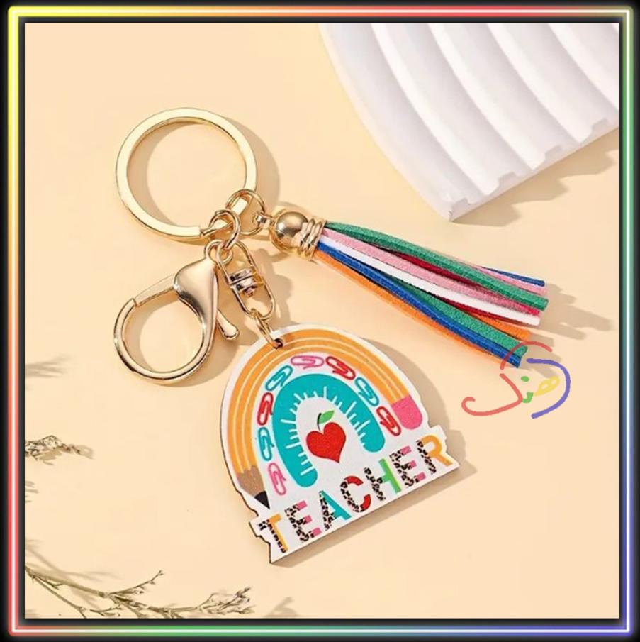 Rainbow Teacher Keychain