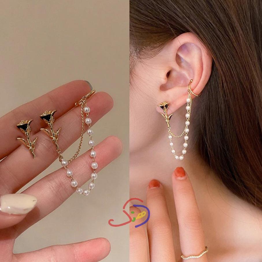 Rose Chain Earcuff Earrings