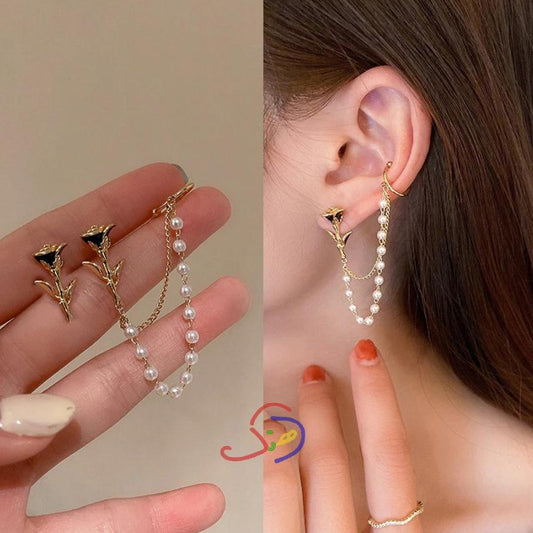 Rose Chain Earcuff Earrings