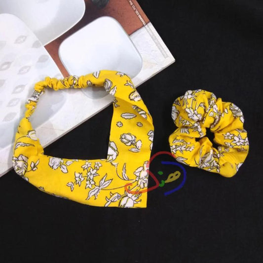 Yellow Floral Headband & Scrunchie