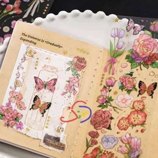 Gold Stamping Floral Stickers