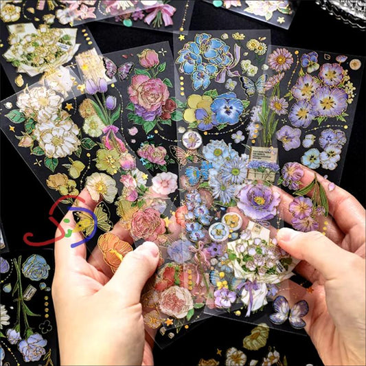 Gold Stamping Floral Stickers
