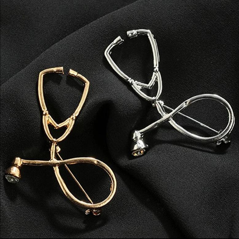 Rhinestone Stethoscope Brooch