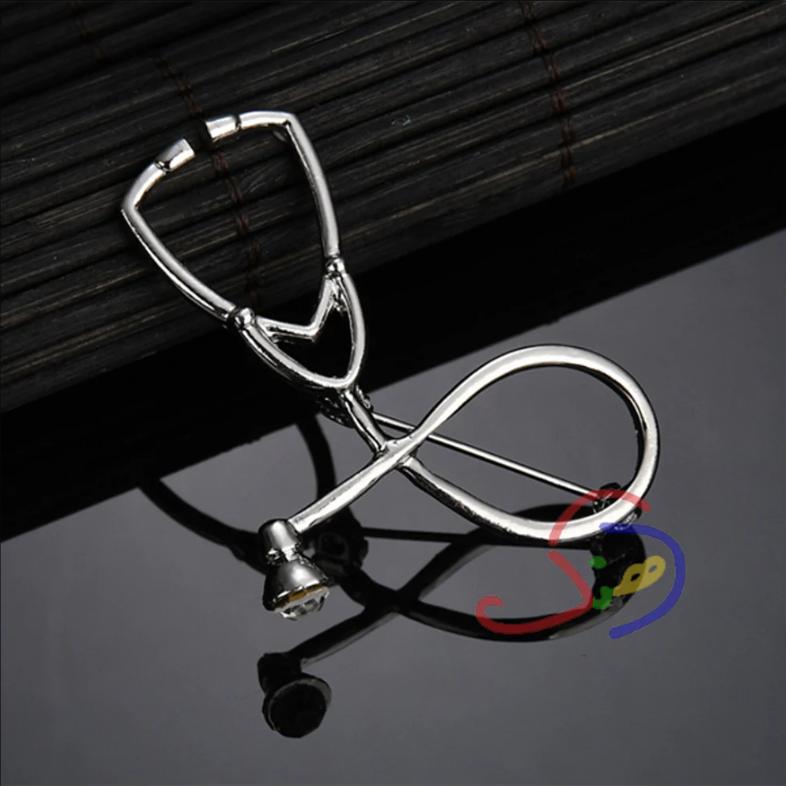 Rhinestone Stethoscope Brooch