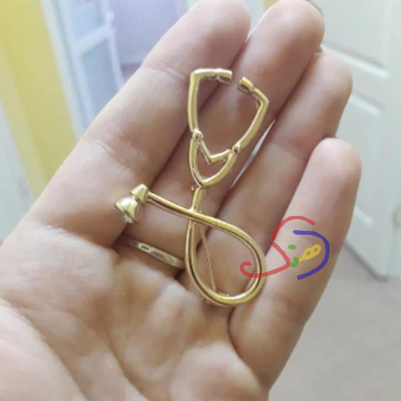 Rhinestone Stethoscope Brooch