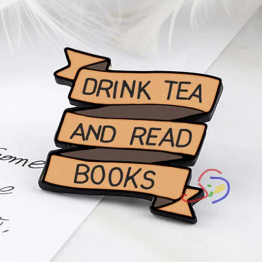 Tea & Books Brooch Pin