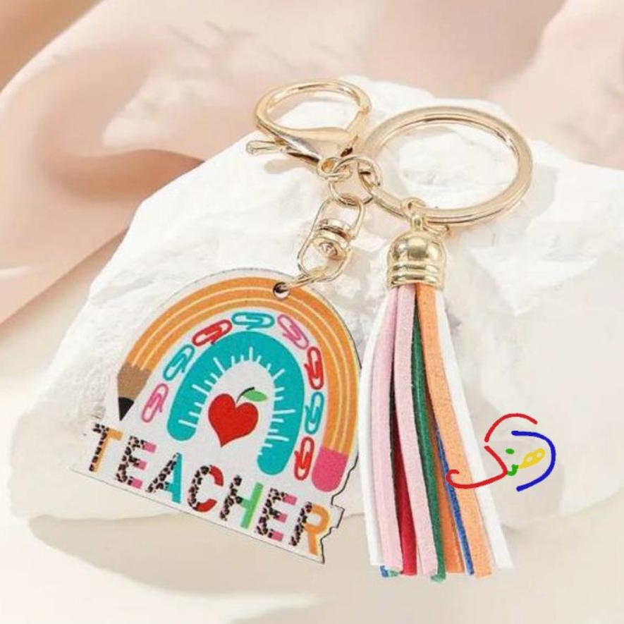 Rainbow Teacher Keychain