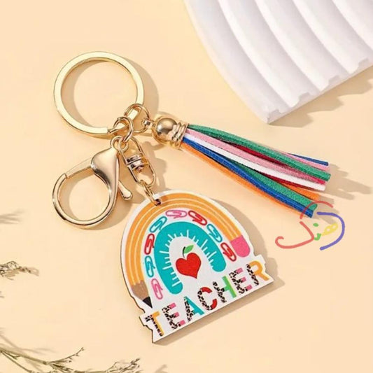Rainbow Teacher Keychain