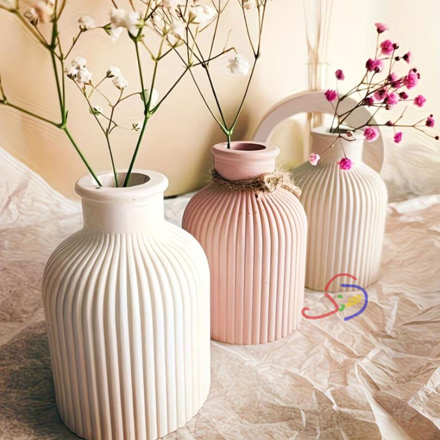 Striped Concrete Vase