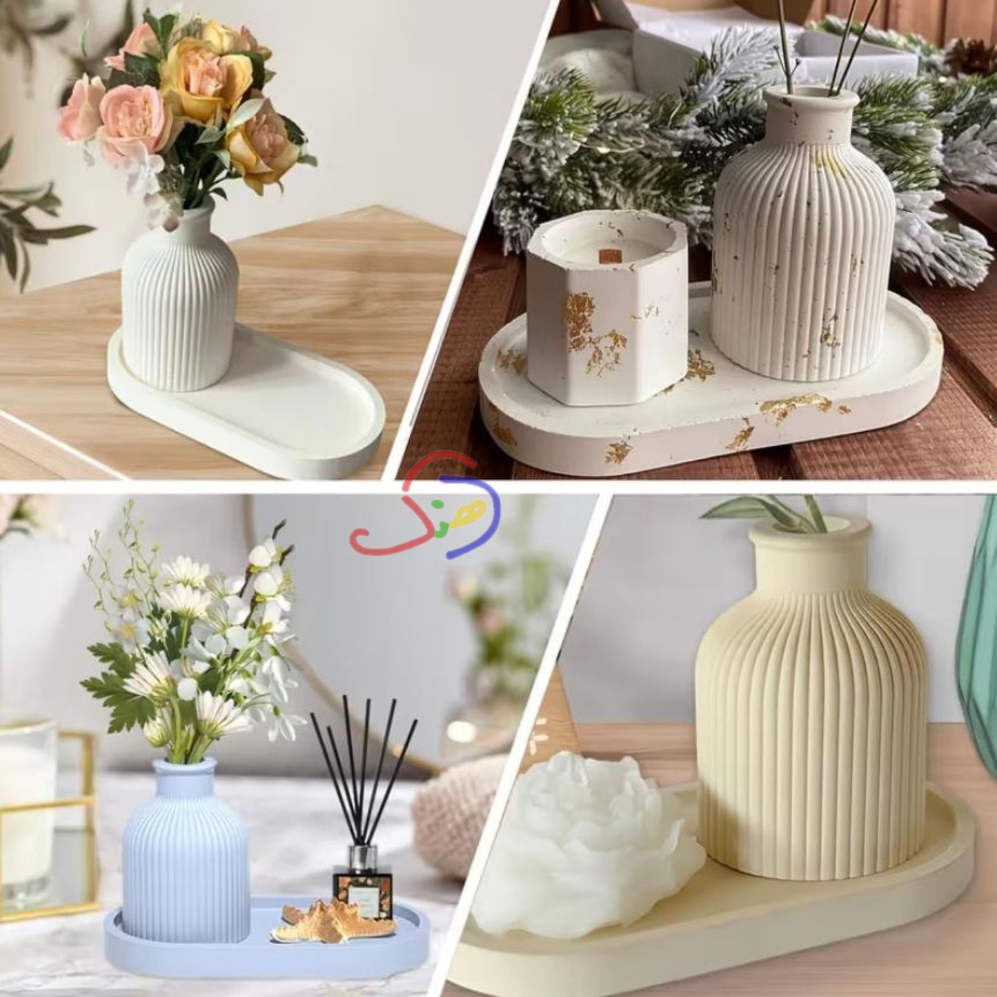 Striped Concrete Vase