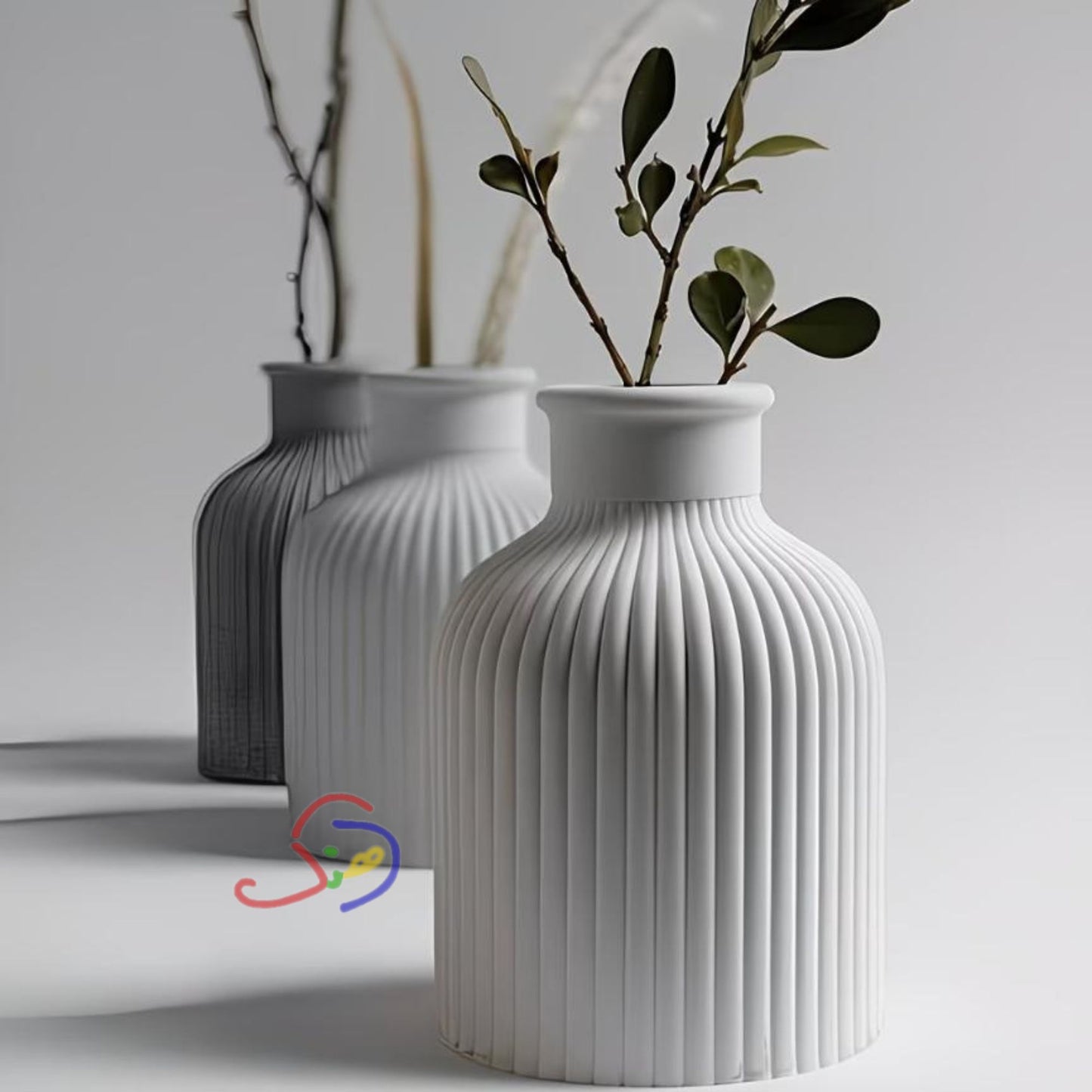 Striped Concrete Vase