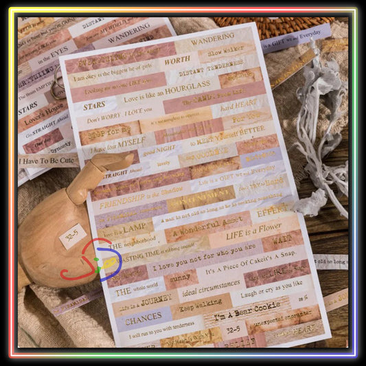 Vintage Texted Foil Stickers