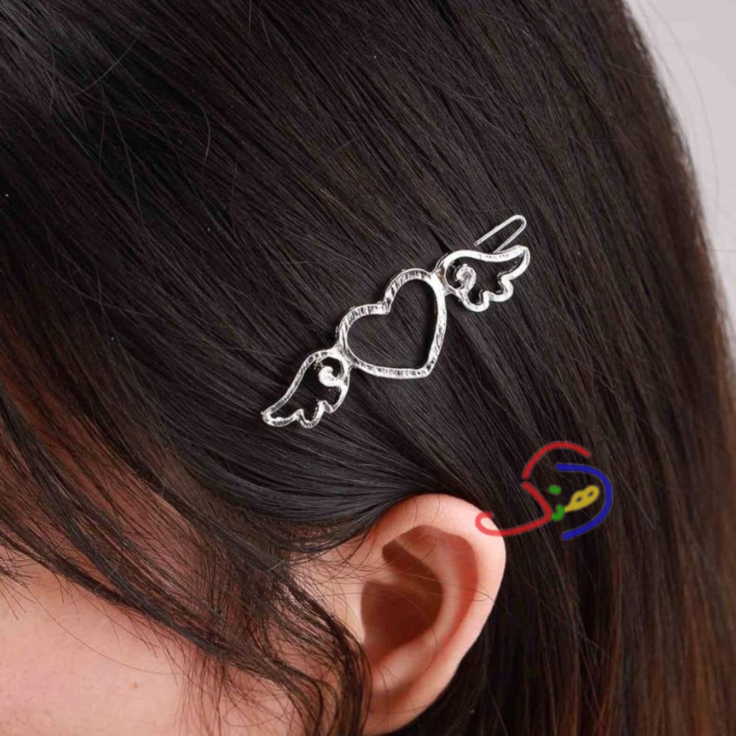 Winged Heart Hair Clip