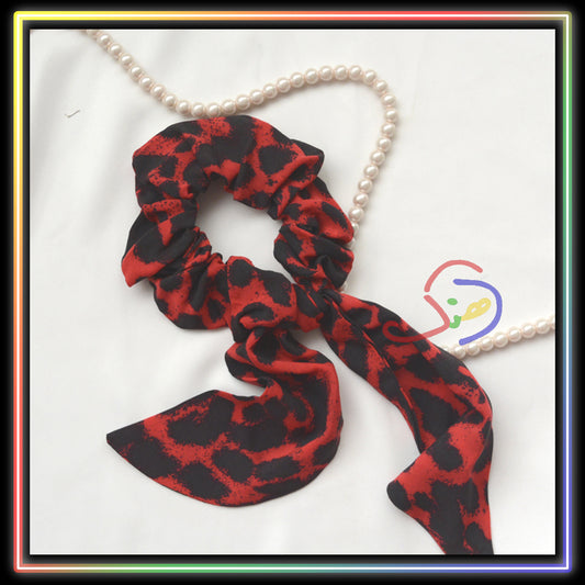Bow Scrunchie (Red Cheetah)