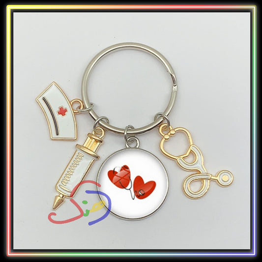 Twin Hearts Doctor Keychain