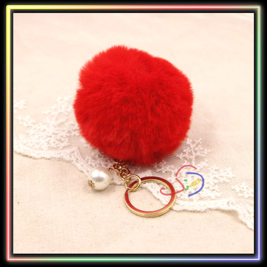 Fur Ball Keychain (Red)