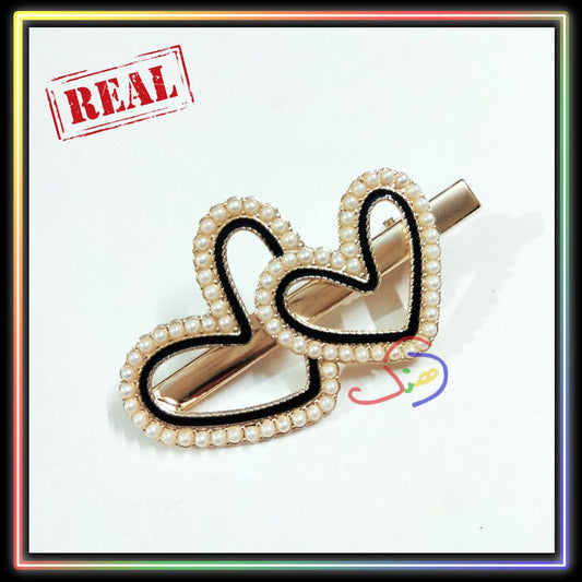 Pearly Hair Clip (Twin Hearts)