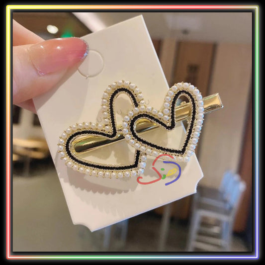 Pearly Hair Clip (Twin Hearts)