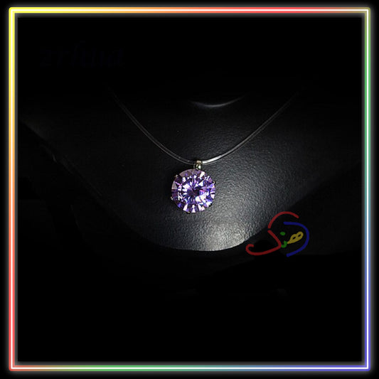Purple Rhinestone Necklace (Transparent)