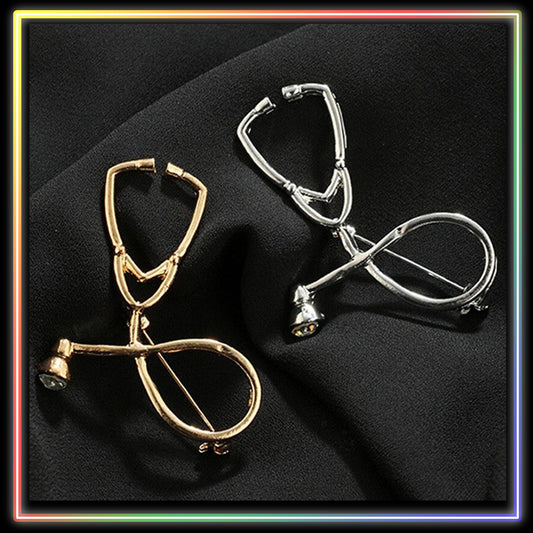 Rhinestone Stethoscope Brooch