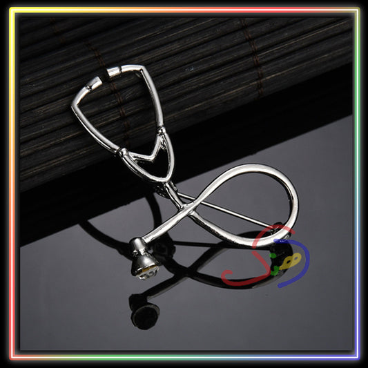 Rhinestone Stethoscope Brooch