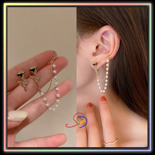 Rose Chain Earcuff Earrings